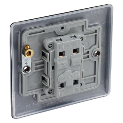 BG Nexus Matt Black 20A 16AX Intermediate Light Switch NFB13 with 25mm Steel Back Box