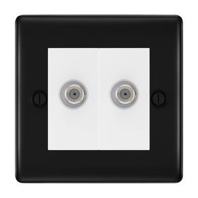 BG Nexus Metal Matt Black Double Satellite Socket NFB642W by British General (BG-NFB642W)