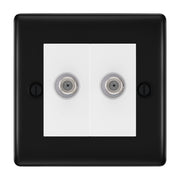 BG Nexus Metal Matt Black Double Satellite Socket NFB642W by British General (BG-NFB642W)