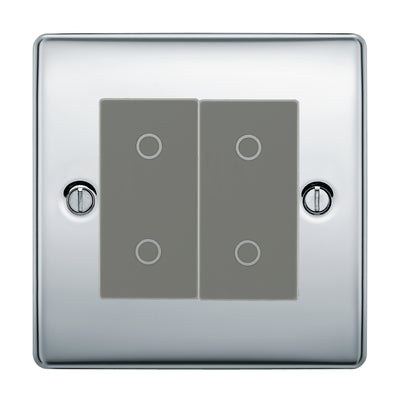 BG Nexus Polished Chrome Double Master Touch Dimmer Switch Grey Inserts by British General (BG-EMTDMG+NPCEMS2)
