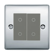 BG Nexus Polished Chrome Double Master Touch Dimmer Switch Grey Inserts by British General (BG-EMTDMG+NPCEMS2)