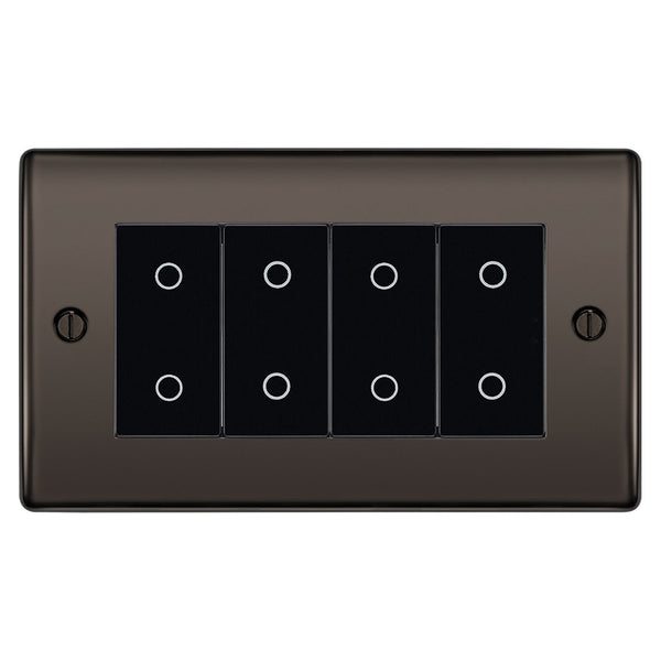 BG Nexus Black Nickel Quad Secondary Touch Dimmer Switch Black Inserts NBNTDS4B