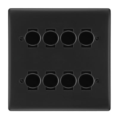 BG Matt Black 8 Gang 2 Way Trailing Edge Dimmer LED Compatible Custom Grid Switch