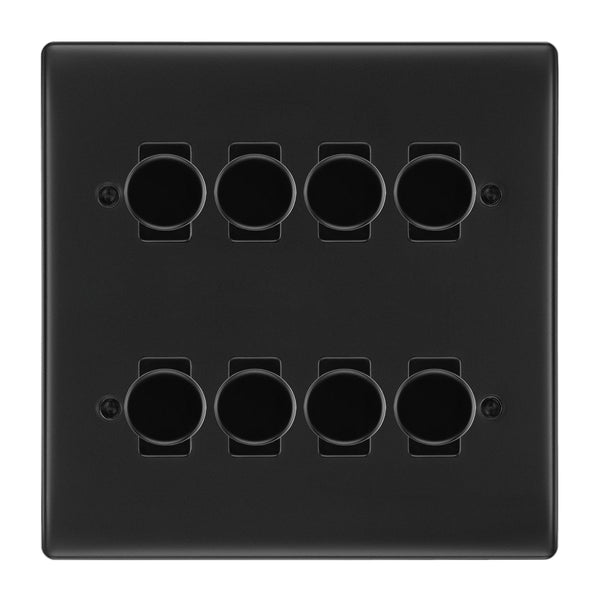 BG Matt Black 8 Gang 2 Way Trailing Edge Dimmer LED Compatible Custom Grid Switch