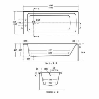 Ideal Standard Tempo Arc 1700x700mm Idealform Single Ended Bath - White -E256301 by Ideal Standard (IdealStandard-E256301)