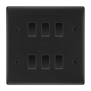 BG Matt Black 6 Gang 2 Way Custom Grid Light Switch with Back Box Included by British General (BG-NEXUS-MB-6G-CUSTOM-LIGHT-SWITCH)