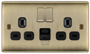 BG NAB22UAC12B Antique Brass Double Socket with USB 12W Type A & Type C USB by British General (BG-NAB22UAC12B-1)