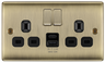 BG NAB22UAC12B Antique Brass Double Socket with USB 12W Type A & Type C USB by British General (BG-NAB22UAC12B-1)