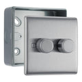 BG Nexus Brushed Steel 2-Way Double Trailing Edge Push Dimmer & Surface Pattress Back Box