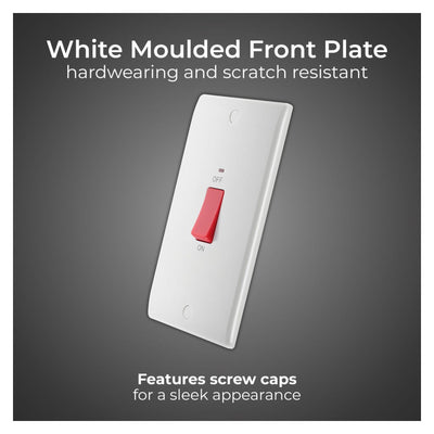 BG 872 Moulded Round Edge | White | 2 Gang 45A 2 Pole Neon Cooker Switch