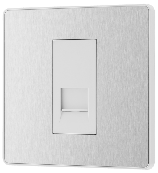 PCDBSBTM1W Front - This Evolve Brushed Steel master telephone socket from British General uses a screw terminal connection, and should be used where your telephone line enters your property.