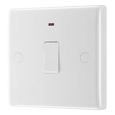 BG Nexus 1 Gang 20A 2 Pole Flex Outlet Neon Switch & 50mm Pattress Back Box