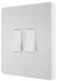 PCDBS42W Side - This Evolve Brushed Steel 20A 16AX double light switch from British General can operate 2 different lights, whilst the 2 way switching allows a second switch to be added to the circuit to operate the same light from another location (e.g. at the top and bottom of the stairs).