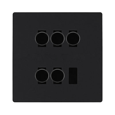 BG Evolve Matt Black 5 Gang Trailing Edge LED Dimmer Light Switch 2 Way Custom Switch by British General (Evolve-MB-CUSTOM-5GANG-5xDIMMER-2WAY)