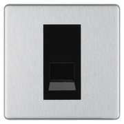 BG Screwless Brushed Steel Single Master Telephone Socket, Screw Terminal - Black Insert by British General (BG-FBSBTMS1B)