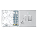 BG Screwless Brushed Steel 13A Switched Spur + Neon + Flex Outlet FBS53 with 35mm Steel Back Box