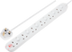 Masterplug SWSRG6210N Switched Surge Protected 2m 13A 6gang Extension Lead White