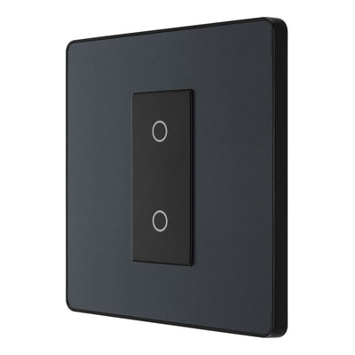 BG Evolve Matt Grey 1 Gang 200W Trailing Edge Master Touch Dimmer PCDMGTDM1B with 25mm Steel Back Box