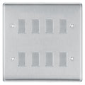 BG Brushed Steel 8 Gang 2 Way Custom Grid Light Switch with Back Box Included