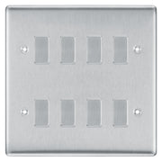 BG Brushed Steel 8 Gang 2 Way Custom Grid Light Switch with Back Box Included by British General (BG-NEXUS-BS-8G-CUSTOM-LIGHT-SWITCH)