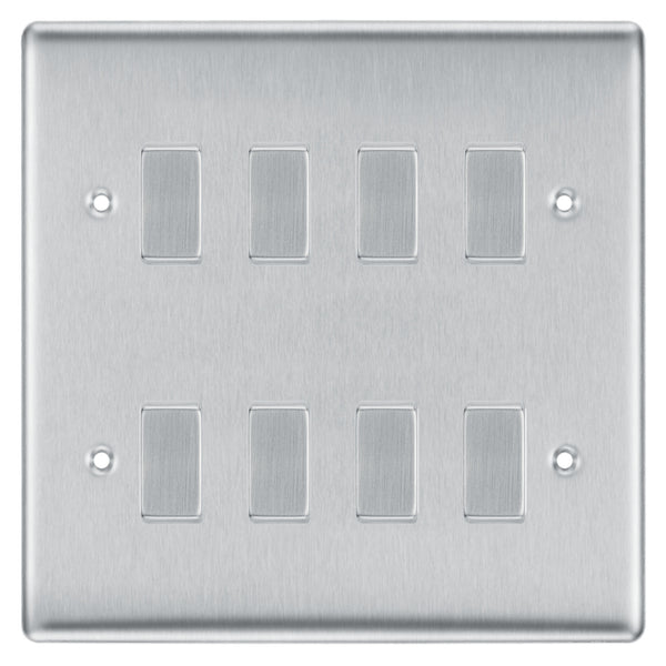 BG Brushed Steel 8 Gang Light Switch Custom Switch