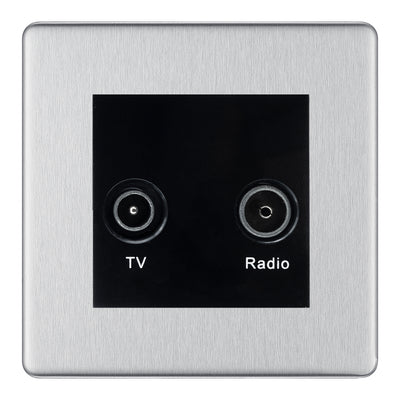 BG Screwless Brushed Steel TV & FM Socket FBS66B by BG Nexus (BG-FBS66B)