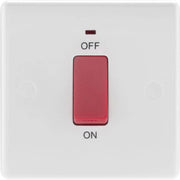 BG 874 Moulded Round Edge | White | 1 Gang 45A 2 Pole Neon Cooker Switch by British General (BG-874)