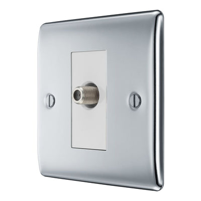 BG Nexus Polished Chrome 1 Gang Satellite Socket NPC64 with 35mm Steel Back Box