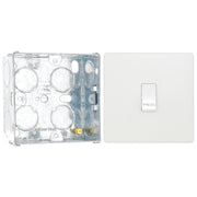 BG Evolve Pearlescent White 10AX 1 Way Press Switch PCDCL14W with 35mm Steel Back Box