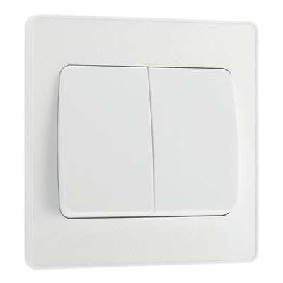 BG Evolve Pearlescent White 2G Wide Rocker Light Switch PCDCL42WW with 35mm Steel Back Box