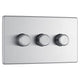 BG FBS83P Flatplate Screwless 3 Gang, 2 Way, 400w Brushed Steel Dimmer Switches