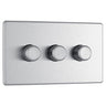 BG FBS83P Flatplate Screwless 3 Gang, 2 Way, 400w Brushed Steel Dimmer Switches by British General (BG-FBS83P-Shopify-SA_1)