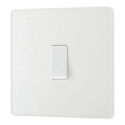 BG Evolve Pearlescent White 20A 2 Way Single Light Switch PCDCL12W with 35mm Steel Back Box