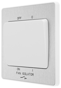 BG PCDBS15W Brushed Steel Evolve 10A 3 Pole Fan Isolator - White Insert
