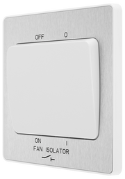 BG PCDBS15W Brushed Steel Evolve 10A 3 Pole Fan Isolator - White Insert by British General (BG-PCDBS15W-Shopify-SA_1)