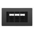 BG Evolve Black Chrome 3 Gang RJ45 Cat6 Data Socket Outlet Black Inserts