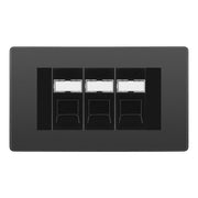 BG Evolve Black Chrome 3 Gang RJ45 Cat6 Data Socket Outlet Black Inserts by British General (BG-PCDBCRJ453B)