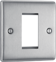 BG Electrical NBSEMS1 Euro Module Nexus Metal 1 Module Square Front Plate Brushed Steel by British General (BG-NBSEMS1-Shopify-SA_1)