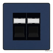 BG Evolve Matt Blue 2 Gang RJ45 Data Socket PCDDBRJ452B Black Inserts