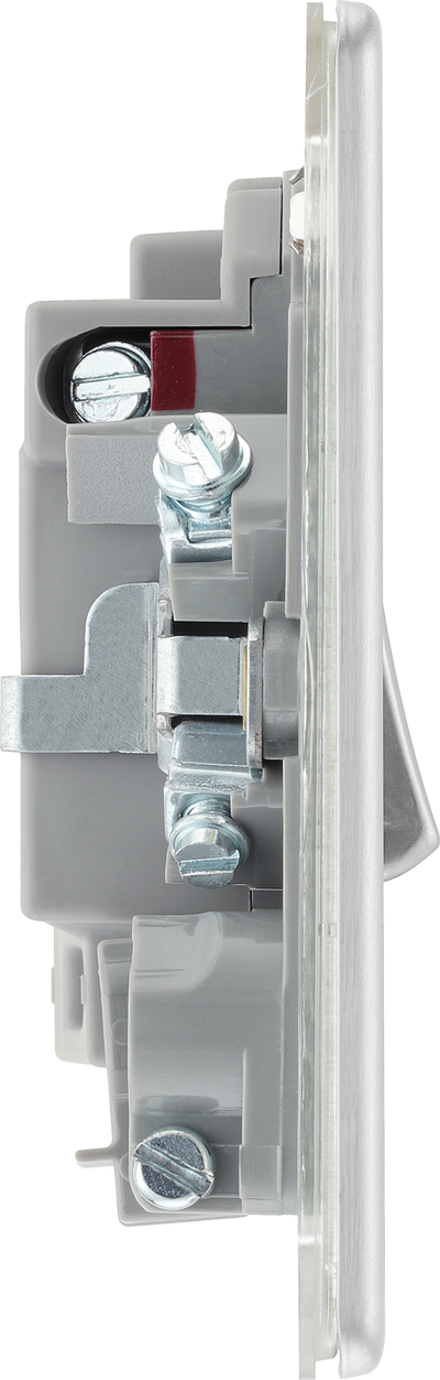 BG Electrical FBS53 Nexus Screwless Flat-Plate Switched Fused Connection Spur Unit Flex Outlet Brushed Steel Neon 13A