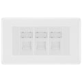 BG White Moulded 3 Gang RJ45 Cat6 Data Socket Outlet White Inserts