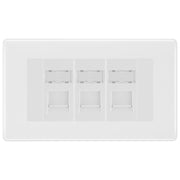 BG White Moulded 3 Gang RJ45 Cat6 Data Socket Outlet White Inserts by British General (BG-NWMRJ453W)