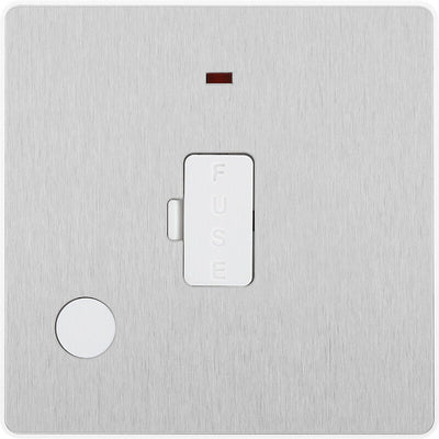 Switches: BG Evolve Brushed Steel Screwless Switches & Sockets White Insert Range PCDBS12W - Single Light Switch 20A by British General (BG-EVOLVE-BRUSHED-STEEL-PCDBS12W)