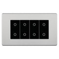 BG Nexus Screwless Brushed Steel Quad Secondary Touch Dimmer Switch Black Inserts FBSTDS4B