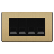 BG Evolve Satin Brass 4 Gang Master Telephone Socket - Black Insert by British General (BG-PCDSBBTM4B)