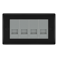 BG Nexus Matt Black 4 Gang Master Telephone Socket, Screw Terminal - Grey Insert