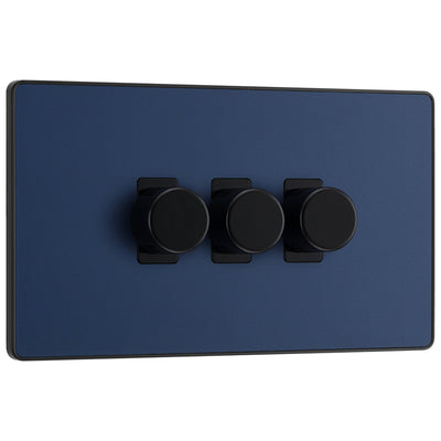 BG Evolve Matt Blue 3 Gang Custom Grid Dimmer Light Switch PCDDB83B by British General (Evolve-DB-CUSTOM-3GANG-3xDIMMER)