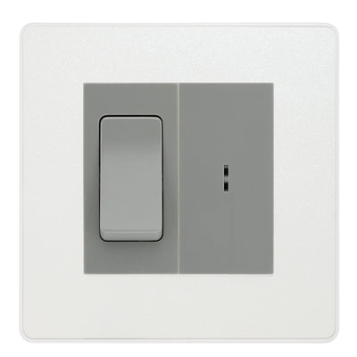 BG Evolve Pearlescent White 20A Secret Key Switch with 20A Double Pole Switch - Grey Insert