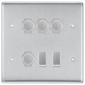 BG Nexus Brushed Steel 6 Gang Switch 4x Trailing Edge LED Dimmer, 1x Intermediate, 1x 2-Way Switch