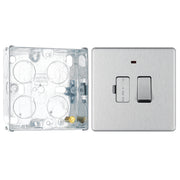 BG Screwless Brushed Steel 13A Switched Spur + Neon FBS52 with 25mm Steel Back Box by British General (BG-FBS52+HGS02)